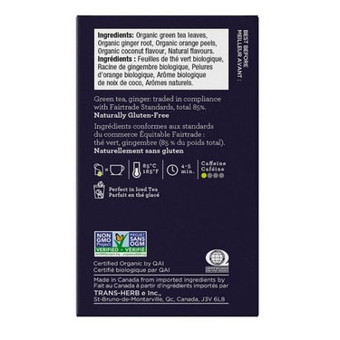 Organic Fairtrade Coconut Ginger 16 Bags (Case Of 6) by Four O'Clock Tea