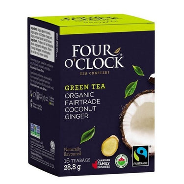 Organic Fairtrade Coconut Ginger 16 Bags (Case Of 6) by Four O'Clock Tea