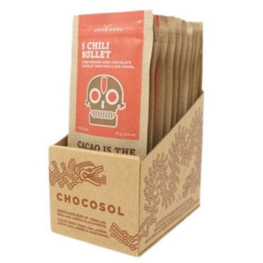 5 Chili Bullet Dark Chocolate 75 Grams (Case Of 10) by Chocosol