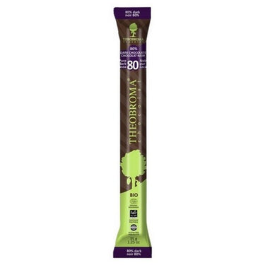 Organic 80%  Pure Dark Cocoa Chocolate Baton 35 Grams (Case Of 18) by Theobroma
