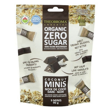 Organic Mini Zero Sugar Coconuts Dark Chocolate 90 Grams (Case Of 10) by Theobroma