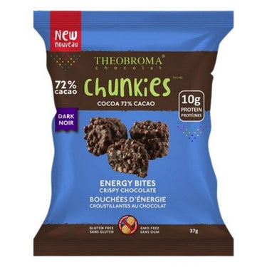 Chocolat 72% Dark Energy Bites Crispy Chocolate Chunkies 37 Grams (Case Of 12) by Theobroma