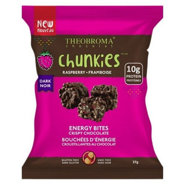 Chocolat 60% Dark Choc And Raspberry Chunkies Energy Bites 37 Grams (Case Of 12) by Theobroma