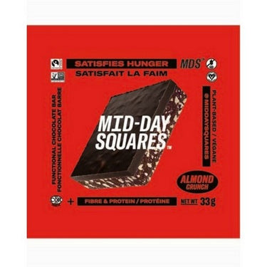 Almond Crunch Functional Chocolate Bar 33 Grams (Case Of 12) by Mid-Day Squares