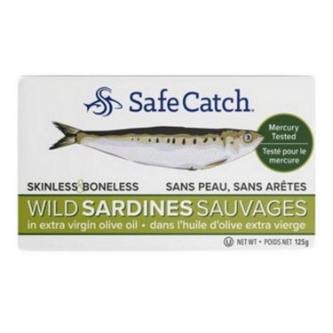 Wild Sardines In Extra Virgin Olive Oil Skinless And Boneless 125 Grams (Case Of 12) by Safecatch