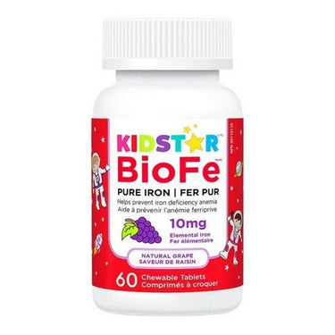 Kidstar Nutrients, BioFe Pure Iron Natural Grape, 60 Count