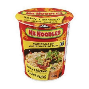 Instant Noodles Cup Spicy Chicken Flavoured 64 Grams (Case Of 12) by Mr. Noodles