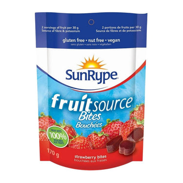FruitSource Strawberry Bites 100% Fruit Snack 170 Grams (Case Of 12) by SunRype