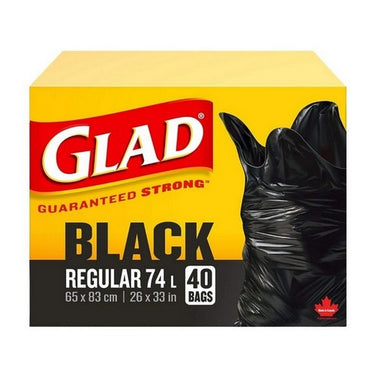 Regular Black Garbage Bags 40 Count (Case Of 8) by Glad