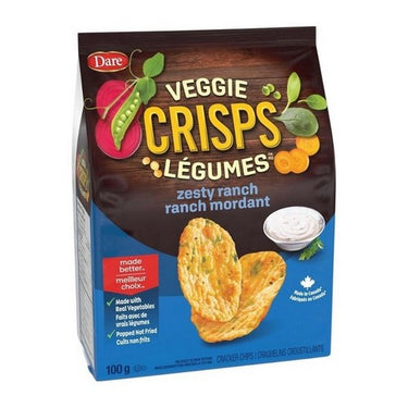 Veggie Crisps Zesty Ranch Cracker Chips 100 Grams (Case Of 12) by Dare