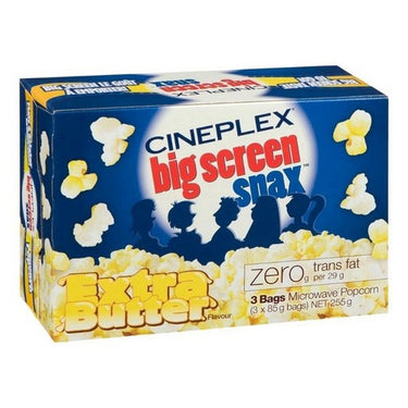 Big Screen Snax Extra Butter Microwave Popcorn 255 Grams (Case Of 12) by Cineplex