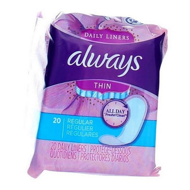 Dailies Thin Unscented Panty Liners 20 Pack (Case Of 6) by Always Discreet