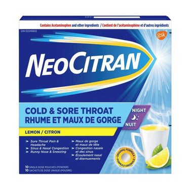 Cold And Sore Throat Lemon Pouches 10 Count by NeoCitran
