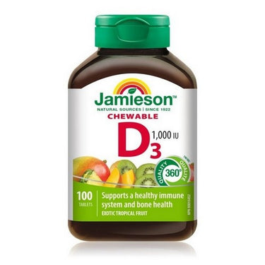 Vitamin D Chewable Tropical Fruit 100 Count by Jamieson Vitamins