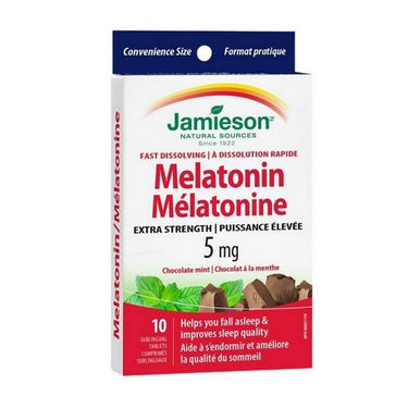 Melatonin Extra Strength Chocolate Mint Flavoured 10 Count by Jamieson Vitamins