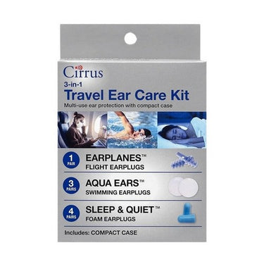 Travel Ear Care Kit With Earplanes Aqua Ears Sleep And Quiet 1 Count by 3-In-1