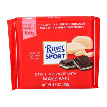 Dark Chocolate With Marzipan 100 Grams (Case Of 12) by Ritter Sport