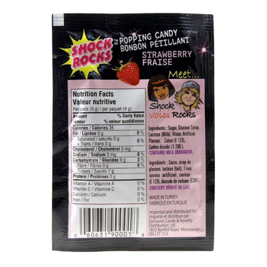 Popping Candy Strawberry 9 Grams (Case Of 24) by Shock Rocks