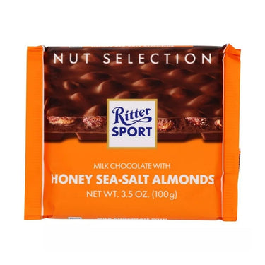 Milk Chocolate With Honey Sea Salt Almonds Bar 100 Grams (Case Of 11) by Ritter Sport