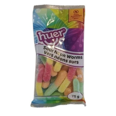 Sour Neon Worms 75 Grams (Case Of 12) by Huer