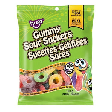 Sour Suckers Gummy Candy 120 Grams (Case Of 24) by Huer