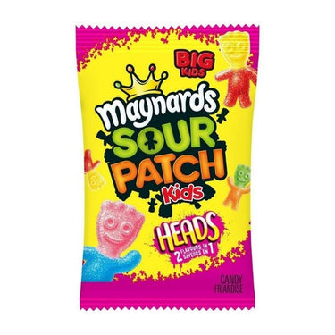 Sour Patch Kids Heads 2 Flavours in 1 Sour Gummies 185 Grams (Case Of 12) by Maynards