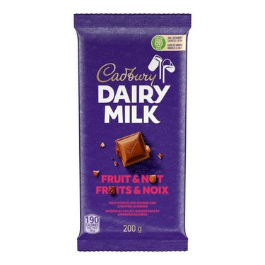 Dairy Milk Fruit And Nut Milk Chocolate Bar 200 Grams (Case Of 12) by Cadbury