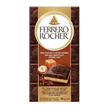 Rocher Dark Hazelnut And Salted Caramel Chocolate Bar 90 Grams (Case Of 8) by Ferrero