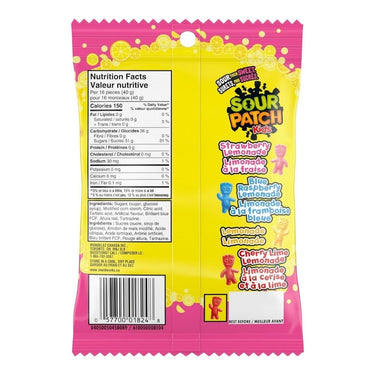 Sour Gummies Assorted Lemonade Flavoured 150 Grams (Case Of 12) by Sour Patch Kids
