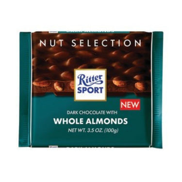 Dark Chocolate Bar With Whole Almond 100 Grams (Case Of 11) by Ritter Sport