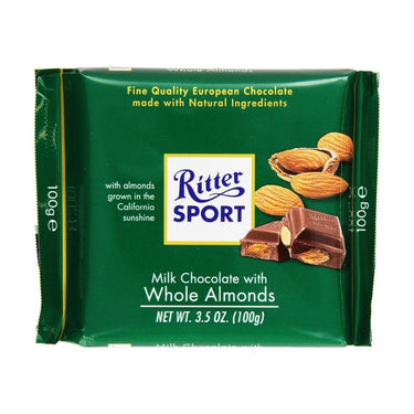 Milk Chocolate With Whole Almonds 100 Grams (Case Of 11) by Ritter Sport
