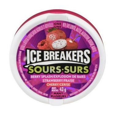Ice Breakers, Strawberry Berry Splash And Cherry Flavoured Sour Mints, 6 Count (Case Of 6)
