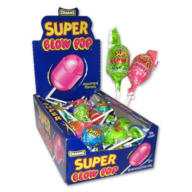 Super Blow Lollipop Assortment 36 Count (Case Of 36) by Charms