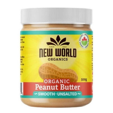 Organic Peanut Butter Smooth Unsalted 500 Grams (Case Of 12) by New World Organics