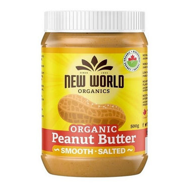 Organic Peanut Butter Smooth Salted 500 Grams (Case Of 12) by New World Organics