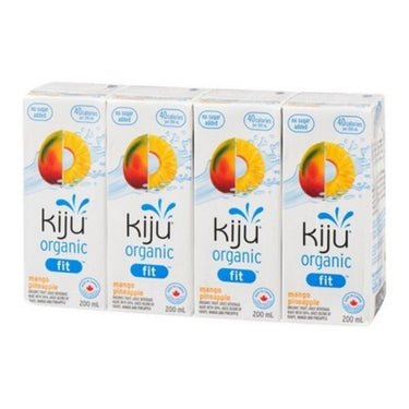 Organic 60% Less Sugar Mango Pineapple Fruit Juice & Water Blend 4 X 200 Ml (Case Of 8) by Kiju Organic