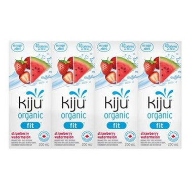 Organic 60% Less Sugar Strawberry Watermelon Fruit Juice & Water Blend 4 X 200 Ml (Case Of 8) by Kiju Organic