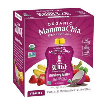Organic Chia Squeeze Strawberry Banana 4 X 99 Grams (Case Of 6) by Mamma Chia