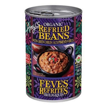 Organic Refried Beans w/Green Chilies 398 Ml (Case Of 12) by Amys