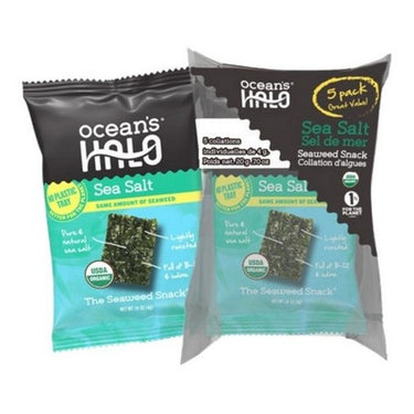 Organic Lightly Roasted Seaweed Snacks Sea Salt 20 Grams (Case Of 5) by Ocean's Halo