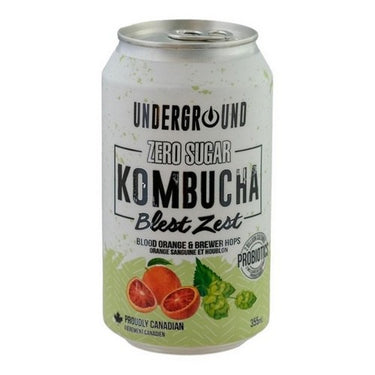 Kombucha Zero Sugar Blest Zest Blood Orange & Brewer Hops 4 X 355 Ml (Case Of 6) by Underground