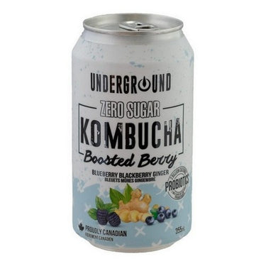 Kombucha Zero Sugar Boosted Berry Blueberry Blackberry Ginger 4 X 355 Ml (Case Of 6) by Underground