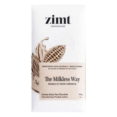 Chocolate Bar The Milkless Way Coconut Sugar & Maple Sugar 50 Grams (Case Of 12) by Zimt Bar