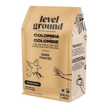 Organic Colombia Dark Whole Bean 908 Grams (Case Of 6) by Level Ground