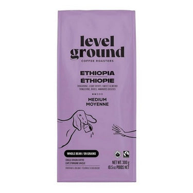 Organic Ethiopia Medium Whole Bean 300 Grams (Case Of 6) by Level Ground
