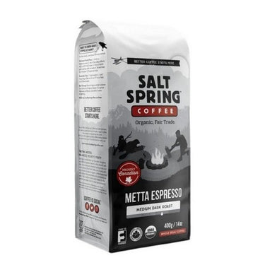Organic Metta Espresso Whole Bean 400 Grams (Case Of 8) by Salt Spring Coffee
