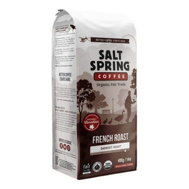 Organic French Roast Whole Bean Darkest Roast 400 Grams (Case Of 8) by Salt Spring Coffee