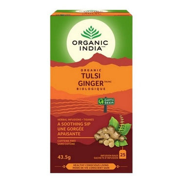 Organic Herbal Infusions Tulsi Ginger 25 Bags (Case Of 5) by Organic India