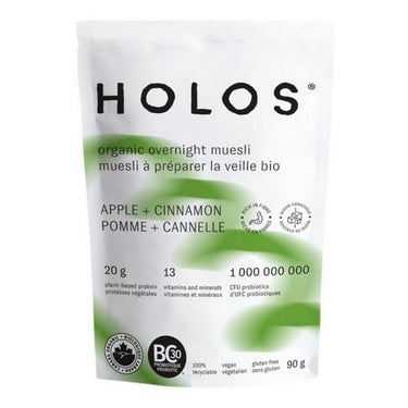 Organic Overnight Muesli Apple & Cinnamon 90 Grams (Case Of 12) by HOLOS