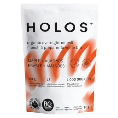 Organic Overnight Muesli Maple & Almonds 90 Grams (Case Of 12) by HOLOS